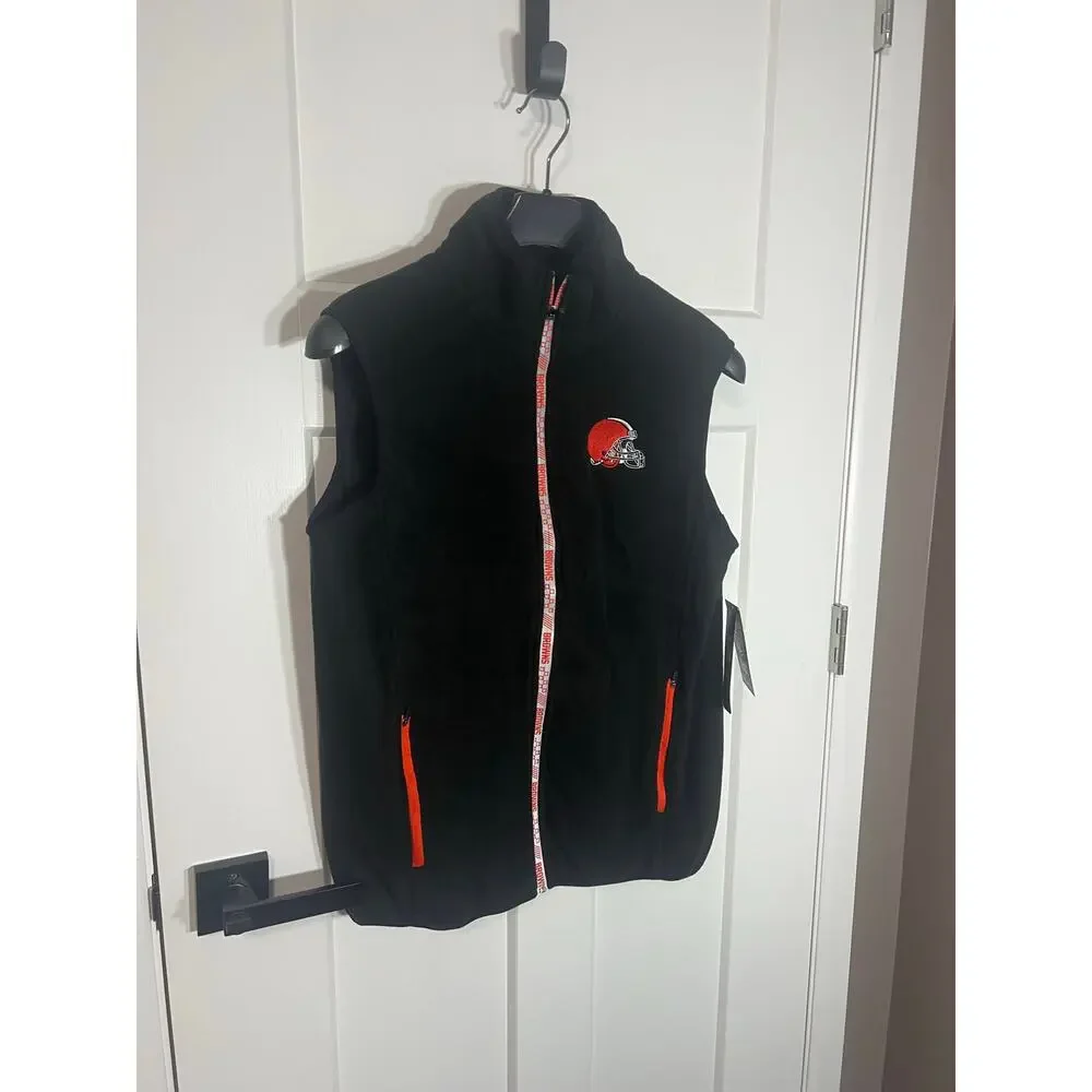 NEW Cleveland Browns‎ Full-Zip Fleece Vest Black NFL Collection NWT Men Large